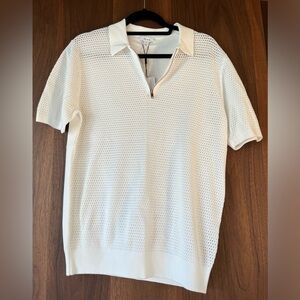 Reiss Men’s open stitch collar quarter zip shirt